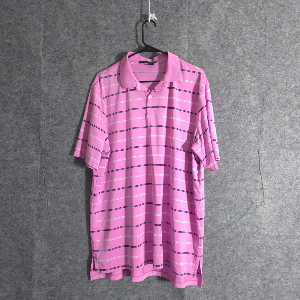 RLX Ralph Lauren Golf Polo Shirt Men's Sz XL Pink Striped Performance Sports